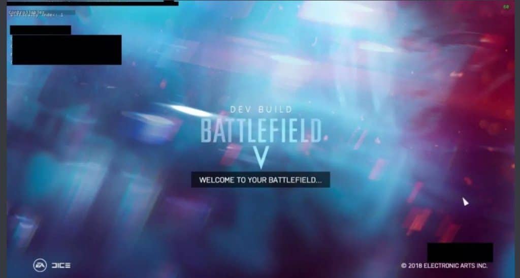 Pantalla de título de Battlefield V filtrada en Reddit.
